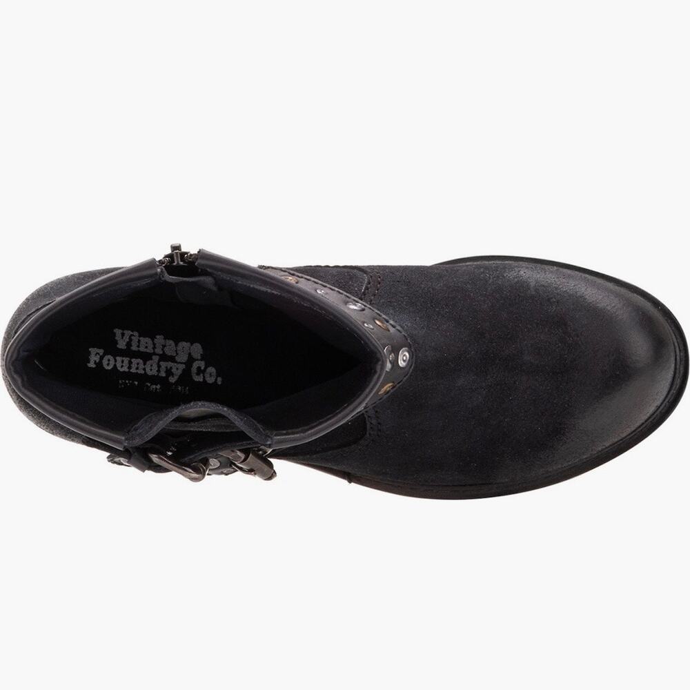 NIB Vintage Foundry Miriam 8 38.5 Black Suede Leather Moto Boots Booties - Picture 3 of 13